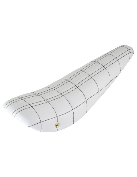 20 2/line Stitched Banana Saddle Vinyl All White Black/Stitch.